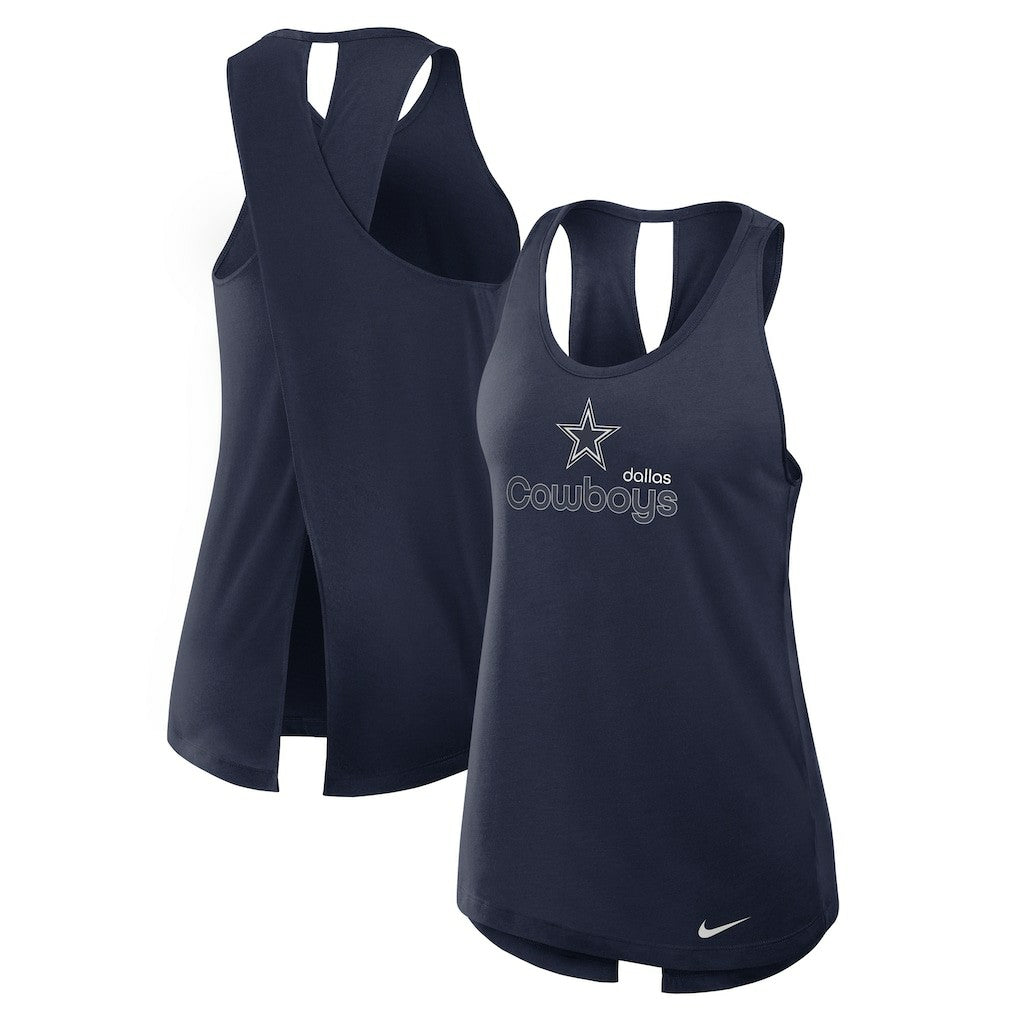 Dallas Cowboys Women's Open-Back Crisscross Dri-FIT Tank Top - Navy - Nike