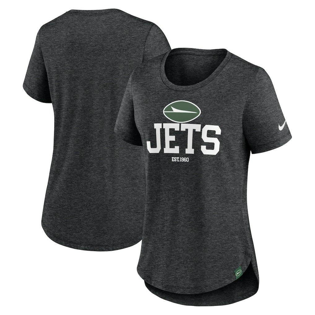 New York Jets Women's Fashion Tri-Blend T-Shirt - Heather Black - Nike