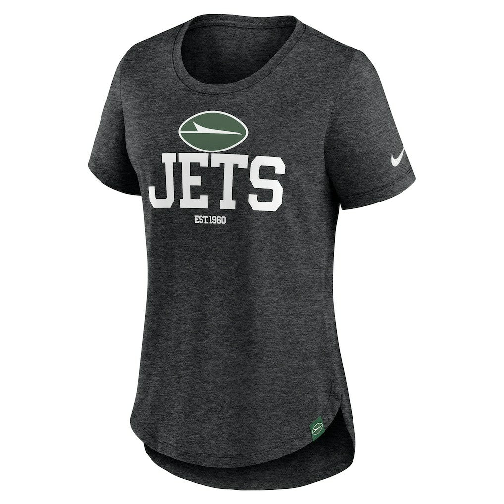 New York Jets Women's Fashion Tri-Blend T-Shirt - Heather Black - Nike