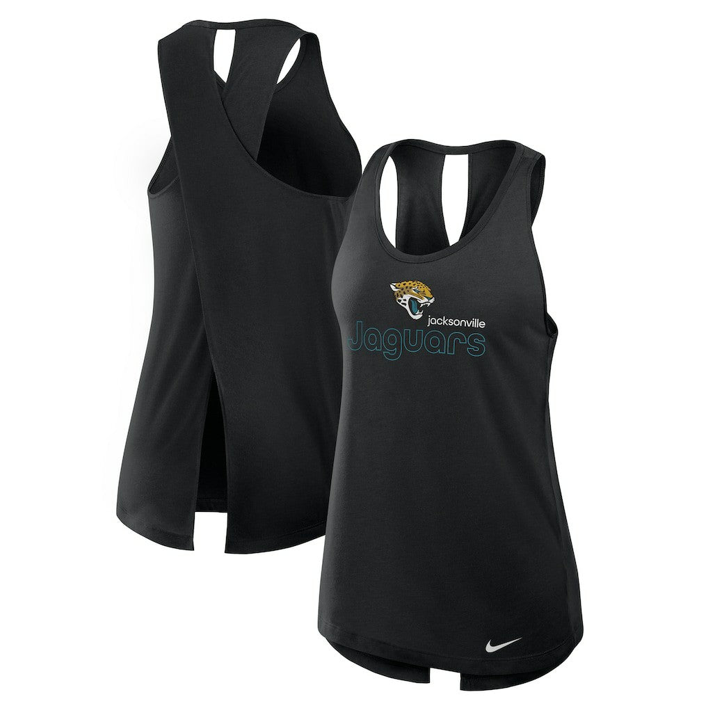 Jacksonville Jaguars Women's Open-Back Crisscross Dri-FIT Tank Top - Black - Nike