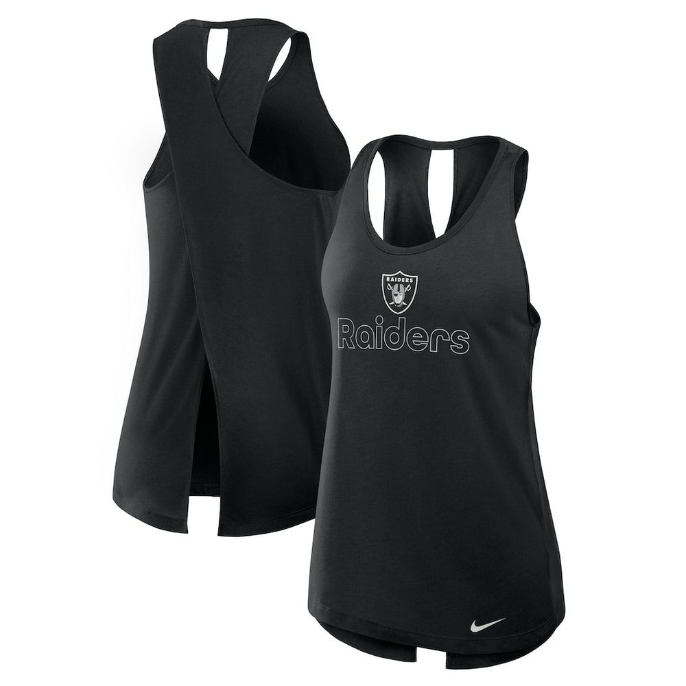 Las Vegas Raiders Women's Open-Back Crisscross Dri-FIT Tank Top - Black - Nike