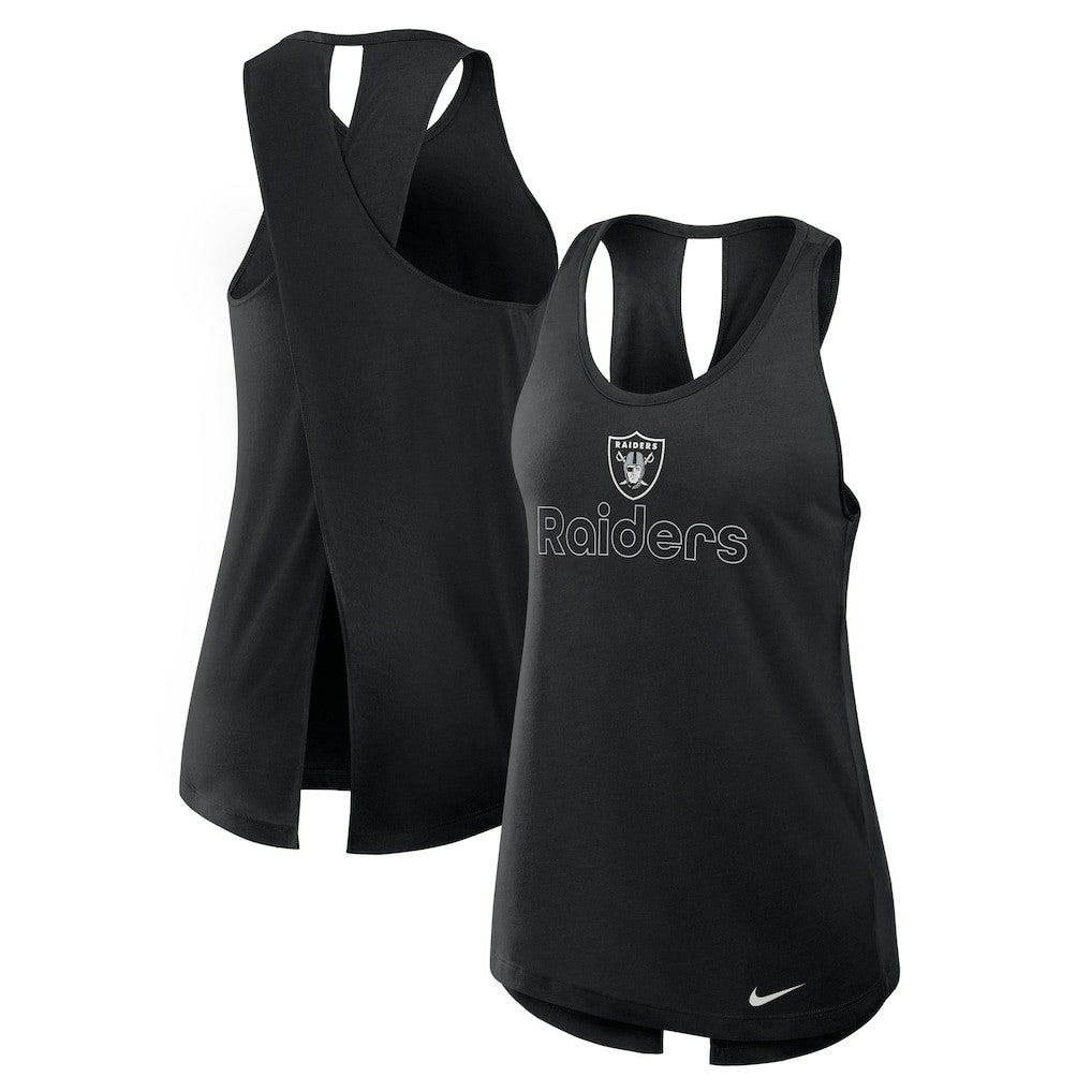 Las Vegas Raiders Women's Open-Back Crisscross Dri-FIT Tank Top - Black - Nike
