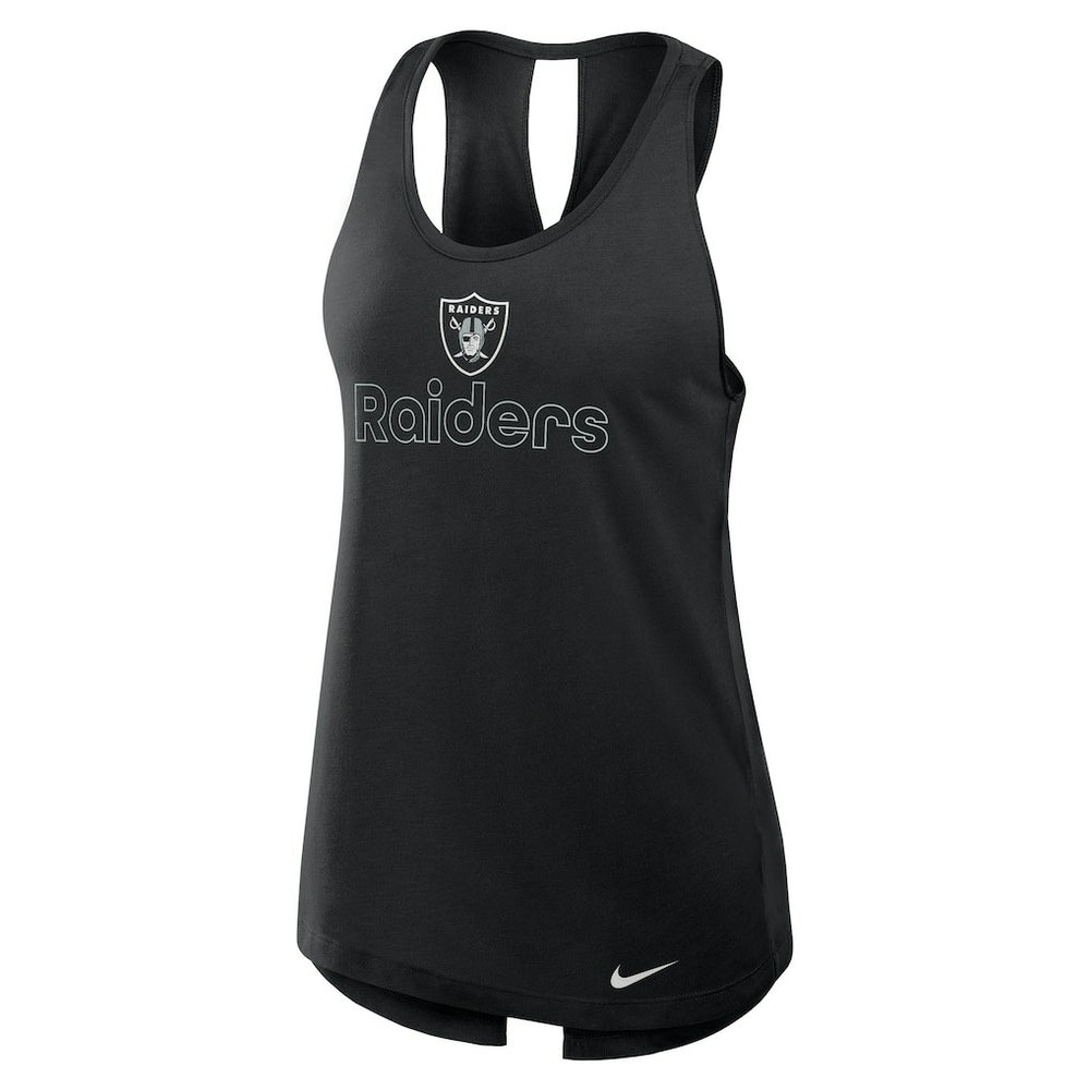 Las Vegas Raiders Women's Open-Back Crisscross Dri-FIT Tank Top - Black - Nike