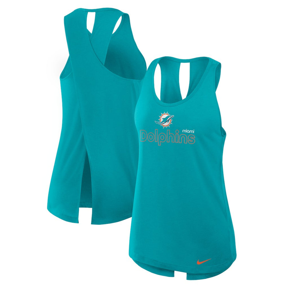 Miami Dolphins Women's Open-Back Crisscross Dri-FIT Tank Top - Aqua - Nike