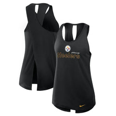 Pittsburgh Steelers Women's Open-Back Crisscross Dri-FIT Tank Top - Black - Nike