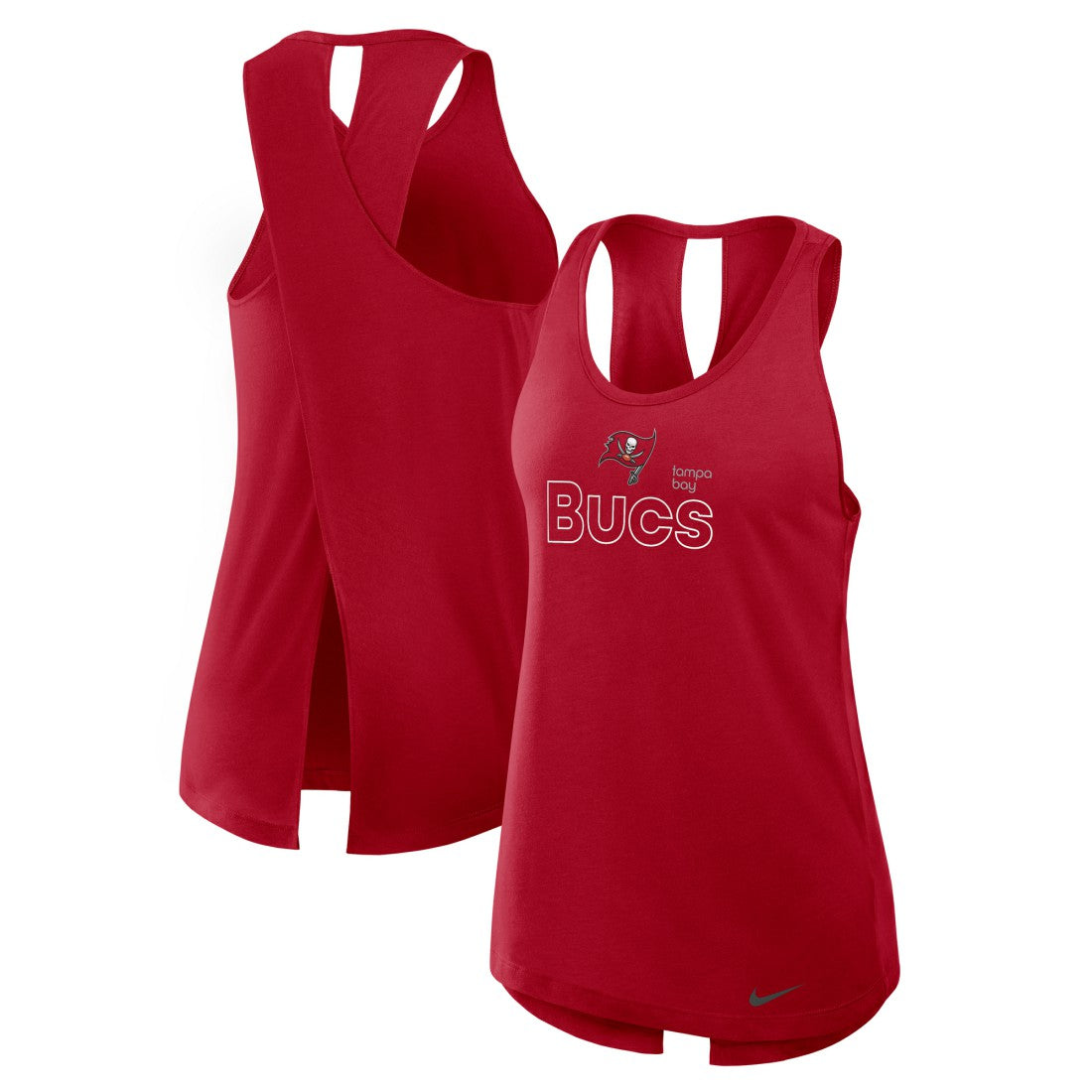 Tampa Bay Buccaneers Women's Open-Back Crisscross Dri-FIT Tank Top - Red - Nike