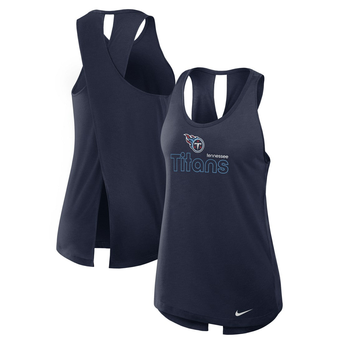 Tennessee Titans Women's Open-Back Crisscross Dri-FIT Tank Top - Navy - Nike