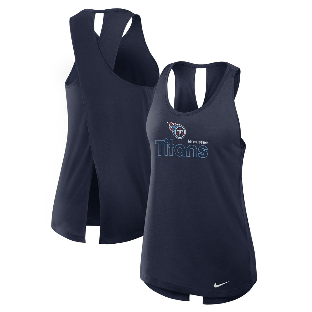 Tennessee Titans Women's Open-Back Crisscross Dri-FIT Tank Top - Navy - Nike
