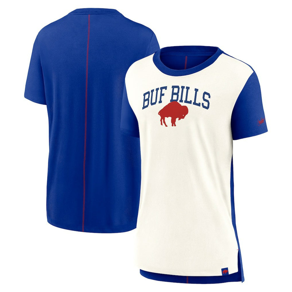 Buffalo Bills Women's Wordmark Tri-Blend T-Shirt - Cream/Royal - Nike