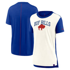 Buffalo Bills Women's Wordmark Tri-Blend T-Shirt - Cream/Royal - Nike