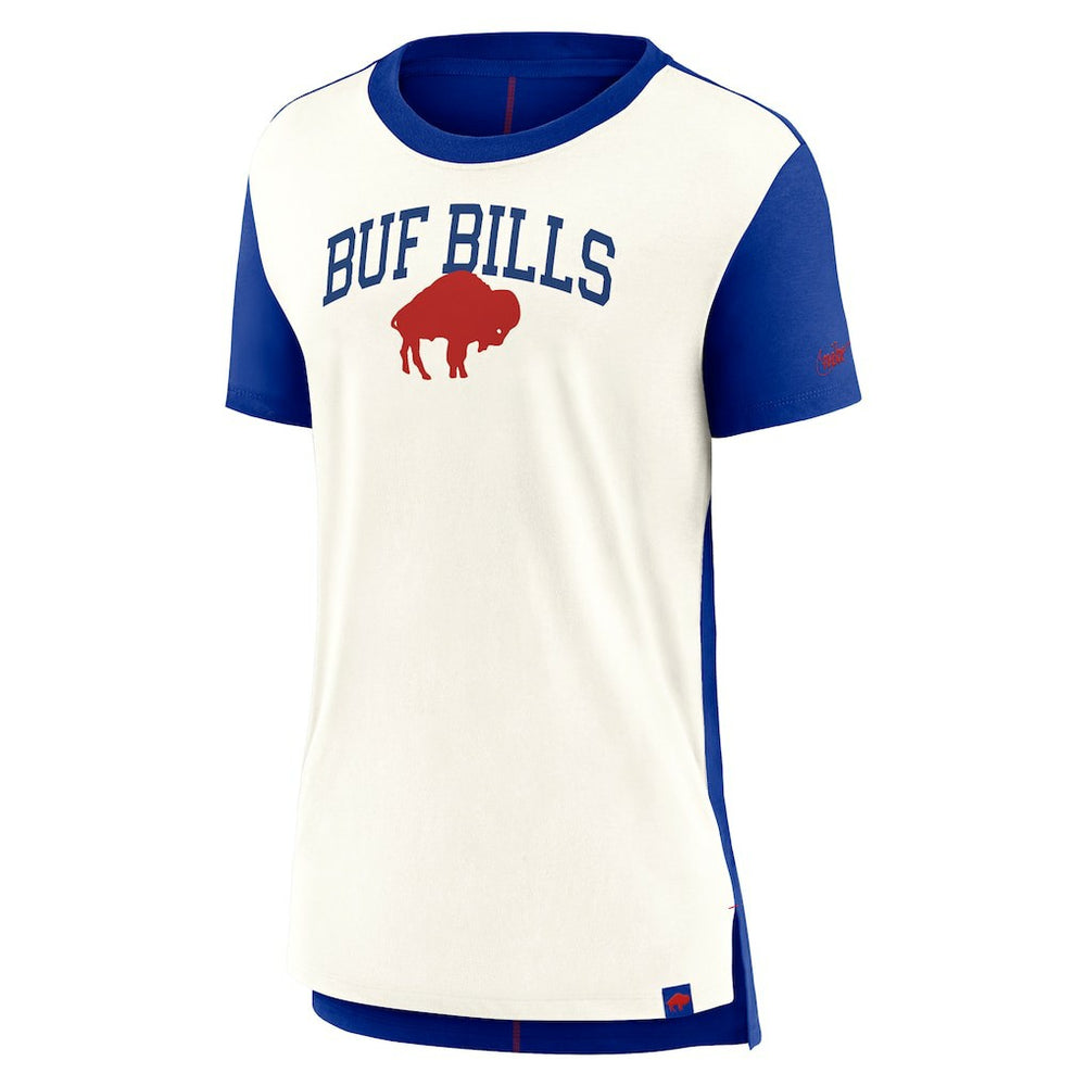 Buffalo Bills Women's Wordmark Tri-Blend T-Shirt - Cream/Royal - Nike