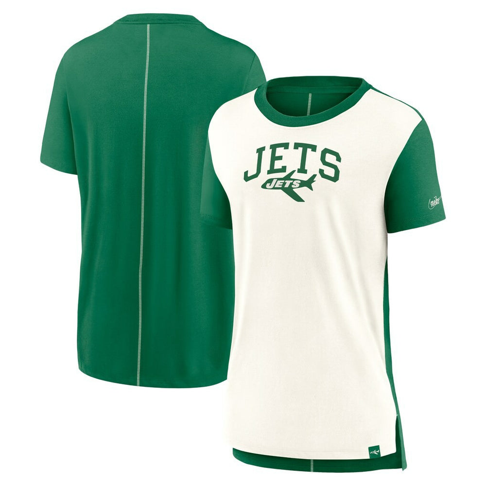 New York Jets Women's Wordmark Tri-Blend T-Shirt - Cream/Kelly Green - Nike