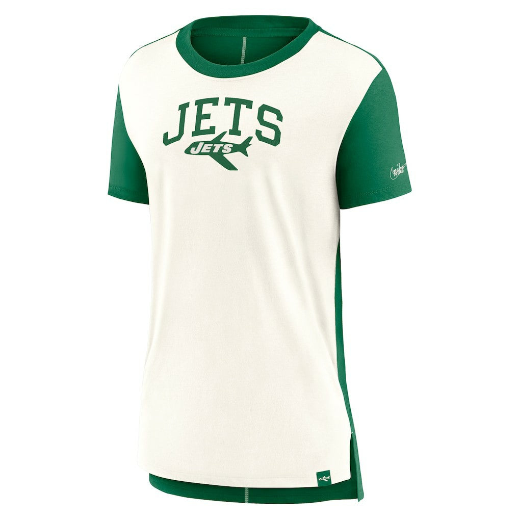 New York Jets Women's Wordmark Tri-Blend T-Shirt - Cream/Kelly Green - Nike