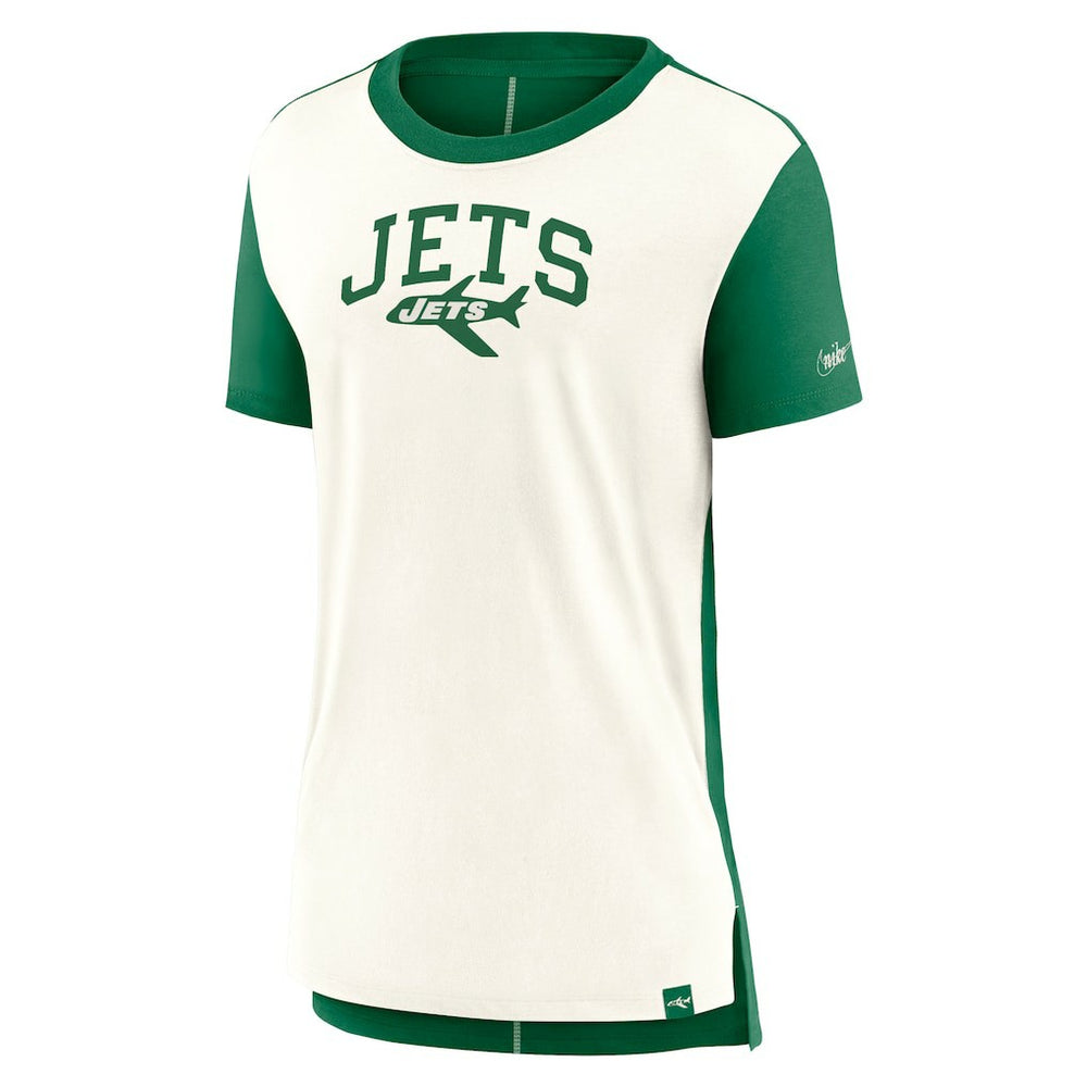 New York Jets Women's Wordmark Tri-Blend T-Shirt - Cream/Kelly Green - Nike