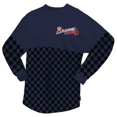 Atlanta Braves Fanatics Women's Checker Print Long Sleeve T-Shirt Discount