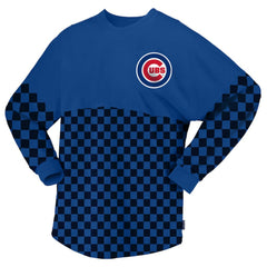 Chicago Cubs Fanatics Women's Checker Print Long Sleeve T-Shirt for sale