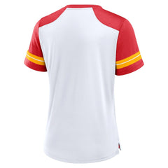 Kansas City Chiefs Women's Foiled Primary Lace-Up T-Shirt - White/Red - Fanatics