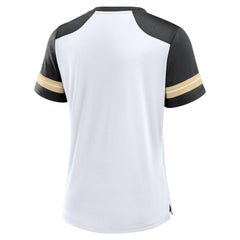 New Orleans Saints Women's Foiled Primary Lace-Up T-Shirt - White/Black - Fanatics