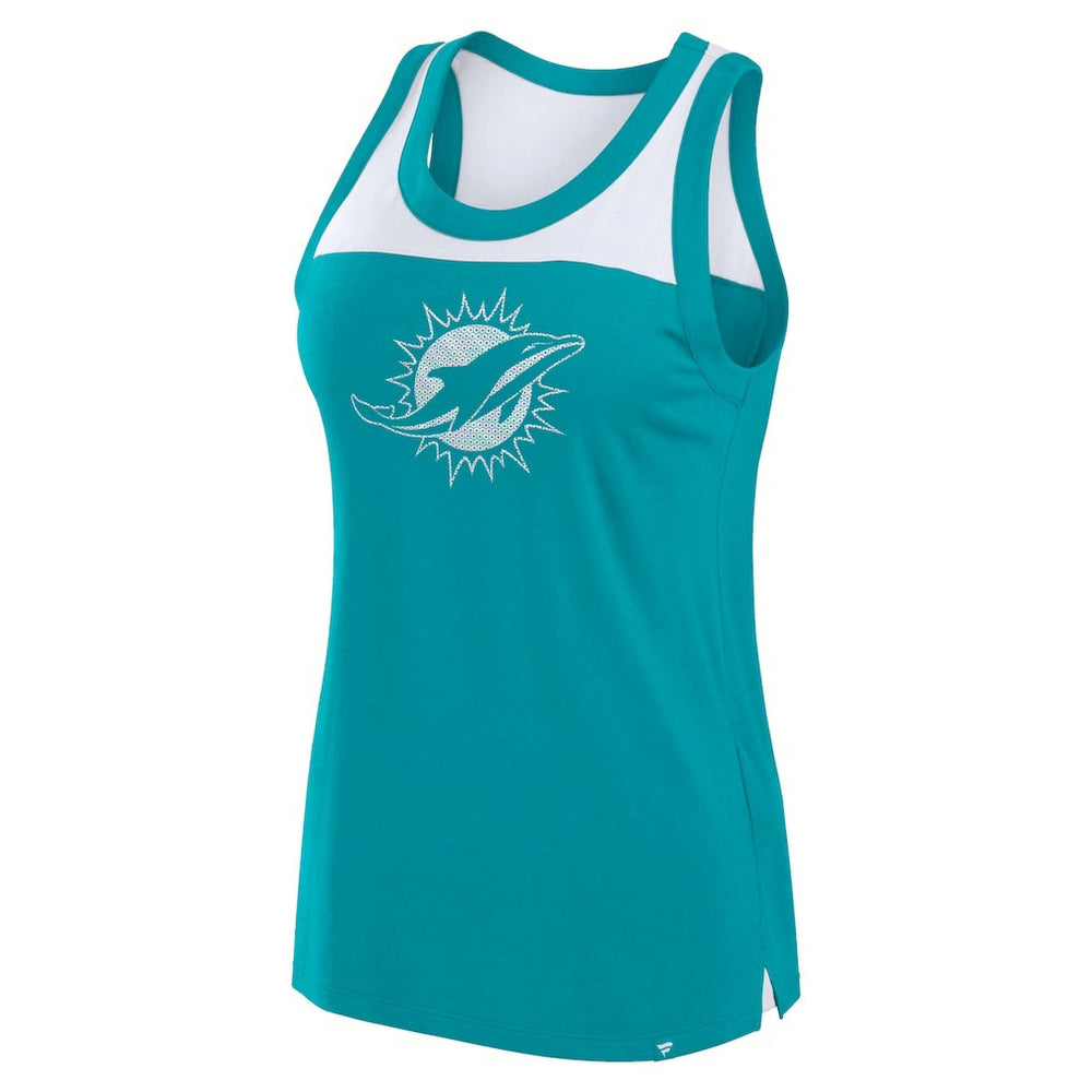 Miami Dolphins Women's Sequin Tank Top - Aqua - Fanatics