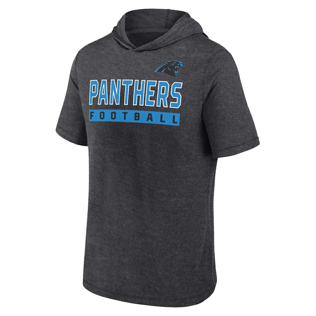 Carolina Panthers Push Short Sleeve Pullover Hoodie - Heather Charcoal - Fanatics