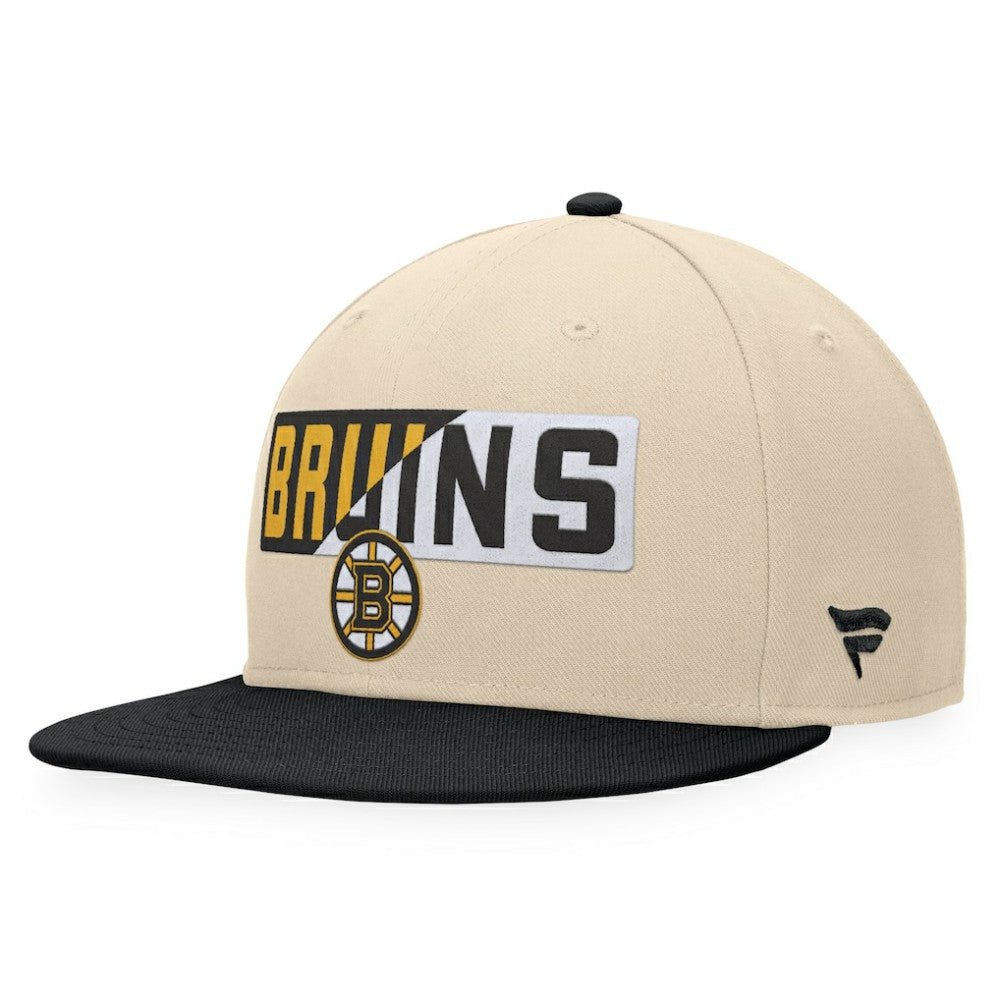 Boston Bruins Fanatics Goalaso Snapback Hat - Cream/Black | Fanatics discount
