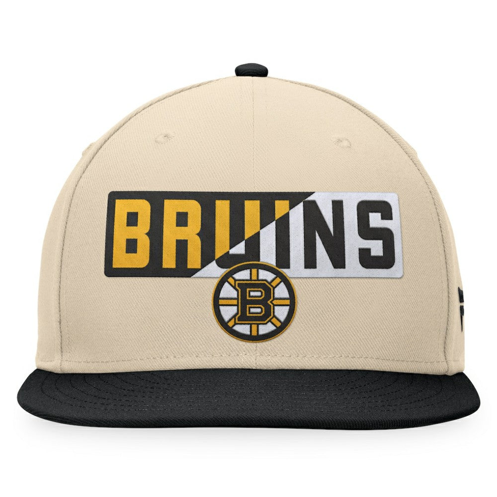 Boston Bruins Fanatics Goalaso Snapback Hat - Cream/Black | Fanatics discount