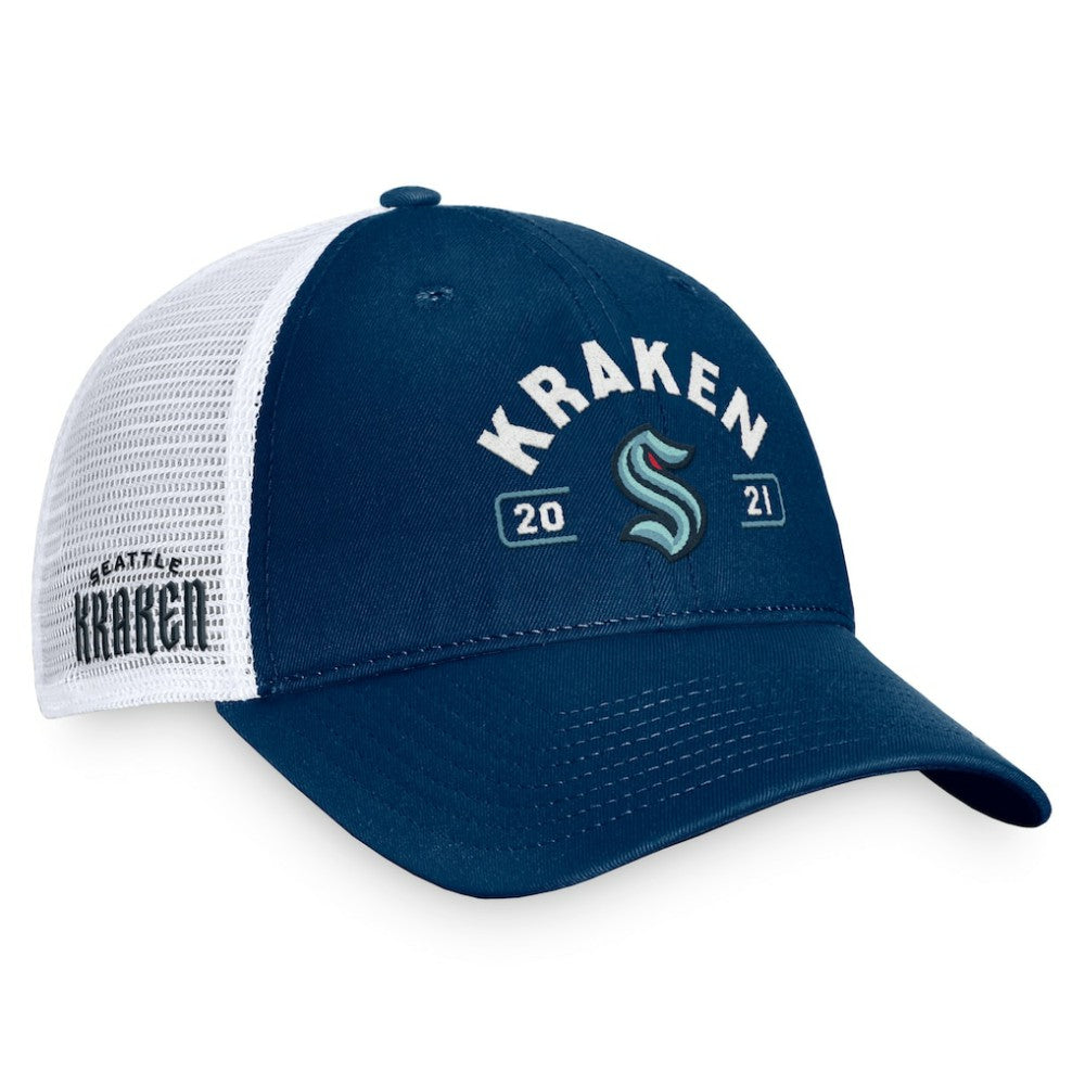Seattle Kraken Fanatics Free Kick Trucker Adjustable Hat - Deep Sea Blue/White | Fanatics online