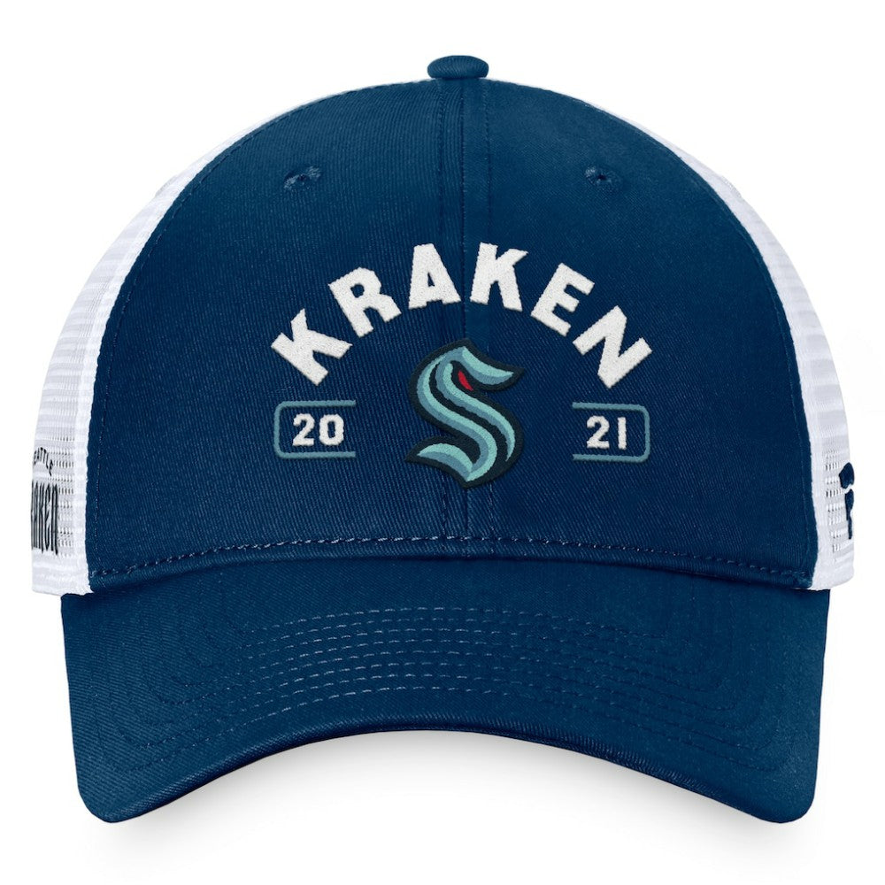 Seattle Kraken Fanatics Free Kick Trucker Adjustable Hat - Deep Sea Blue/White | Fanatics online