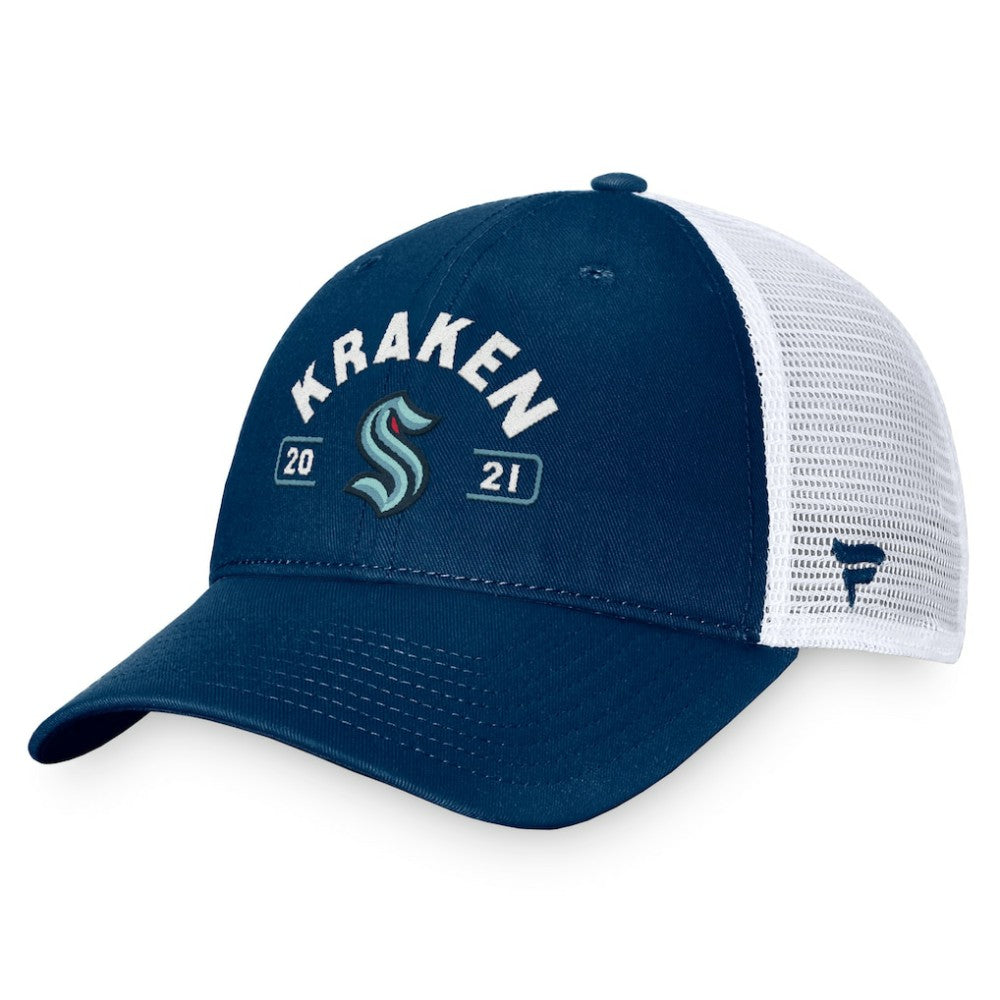 Seattle Kraken Fanatics Free Kick Trucker Adjustable Hat - Deep Sea Blue/White | Fanatics online