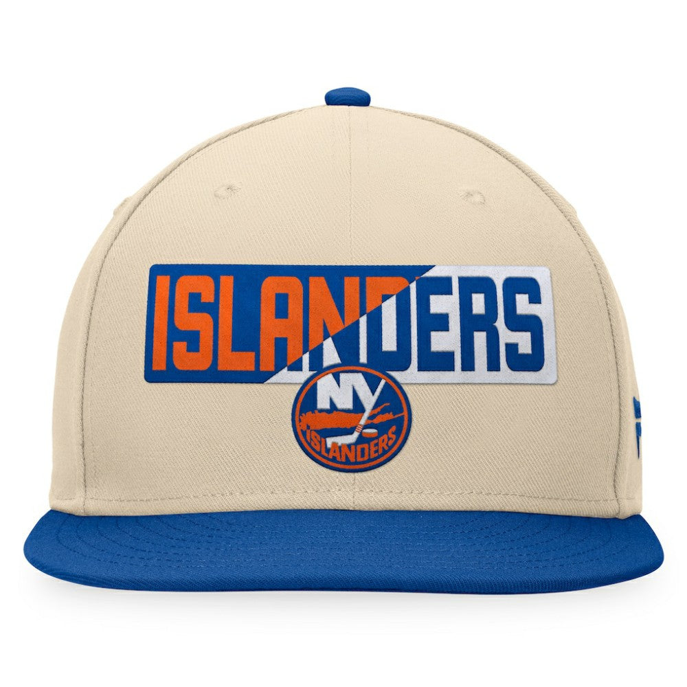 New York Islanders Fanatics Goalaso Snapback Hat - Cream/Royal | Fanatics sale