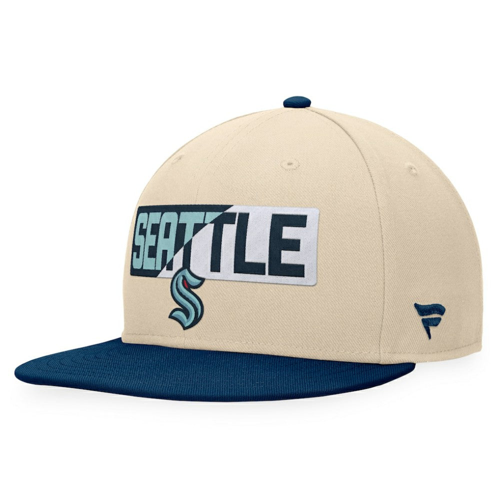 Seattle Kraken Fanatics Goalaso Snapback Hat - Cream/Deep Sea Blue | Fanatics on sale