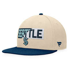 Seattle Kraken Fanatics Goalaso Snapback Hat - Cream/Deep Sea Blue | Fanatics on sale