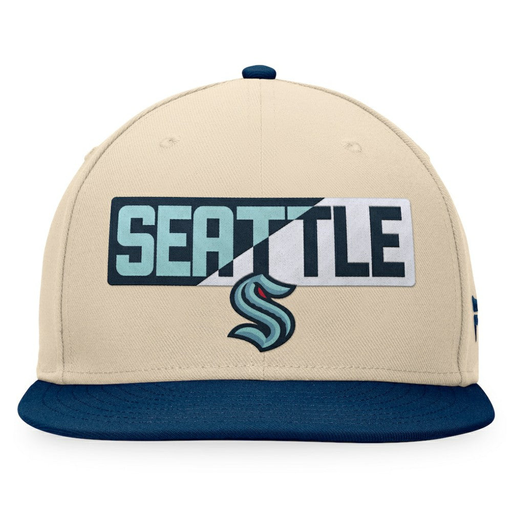 Seattle Kraken Fanatics Goalaso Snapback Hat - Cream/Deep Sea Blue | Fanatics on sale