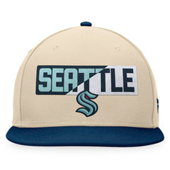 Seattle Kraken Fanatics Goalaso Snapback Hat - Cream/Deep Sea Blue | Fanatics on sale