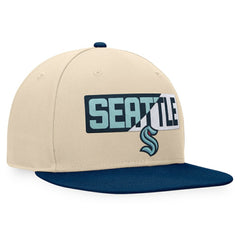 Seattle Kraken Fanatics Goalaso Snapback Hat - Cream/Deep Sea Blue | Fanatics on sale