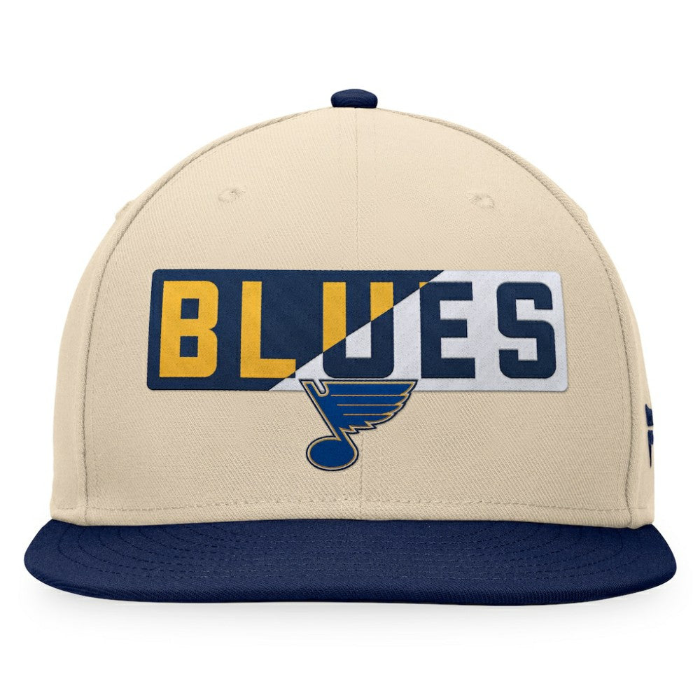 St. Louis Blues Fanatics Goalaso Snapback Hat - Cream/Navy | Fanatics on sale
