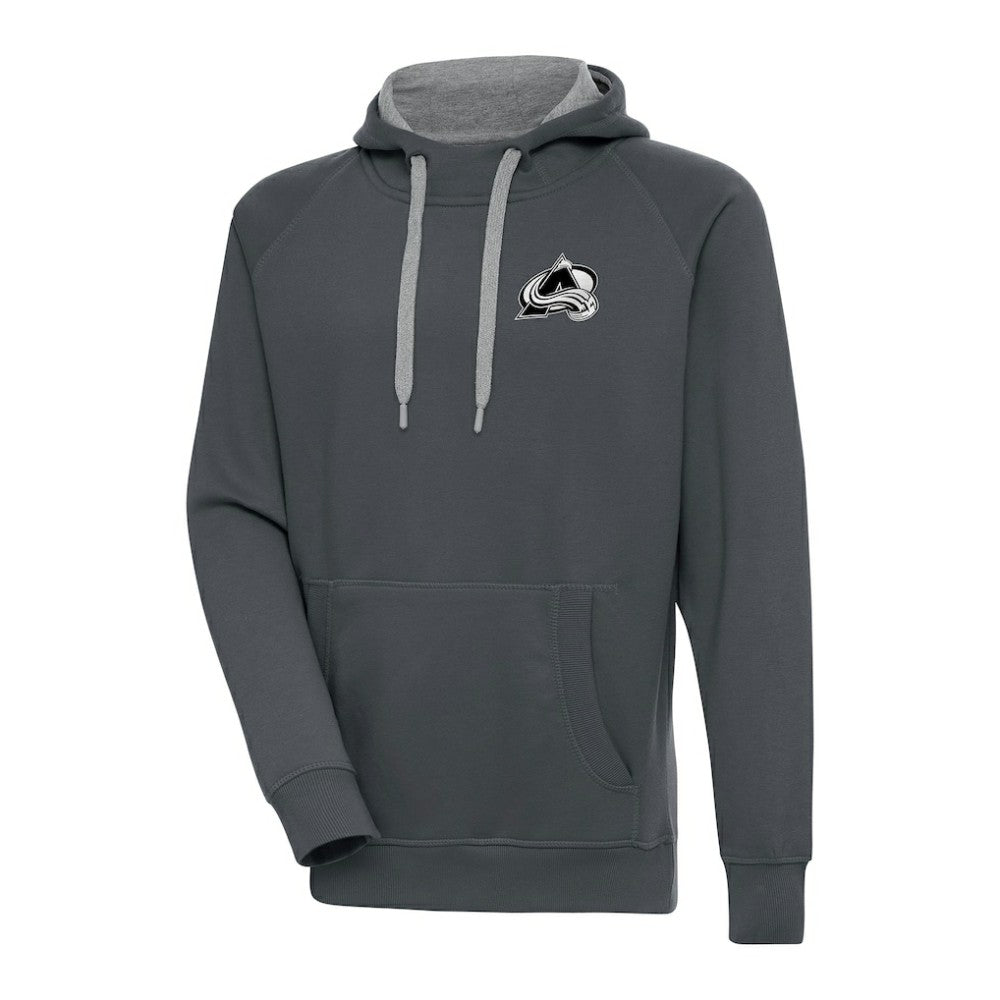 Colorado Avalanche Antigua Metallic Logo Victory Pullover Hoodie - Charcoal | NHL Lifestyle