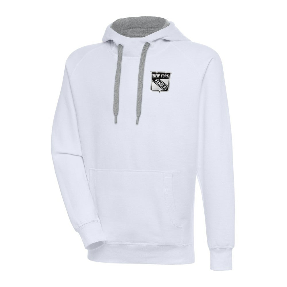 New York Rangers Antigua Metallic Logo Victory Pullover Hoodie - White | NHL on sale