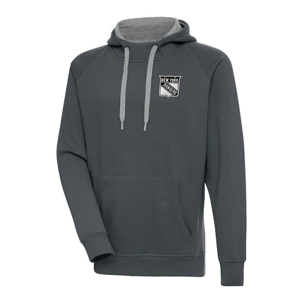 New York Rangers Antigua Metallic Logo Victory Pullover Hoodie - Charcoal | NHL near me