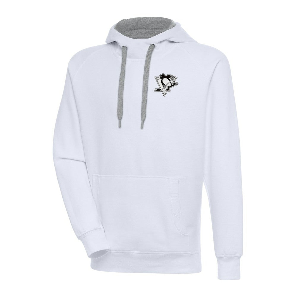 Pittsburgh Penguins Antigua Metallic Logo Victory Pullover Hoodie - White | NHL Lifestyle