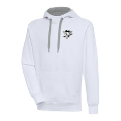 Pittsburgh Penguins Antigua Metallic Logo Victory Pullover Hoodie - White | NHL Lifestyle