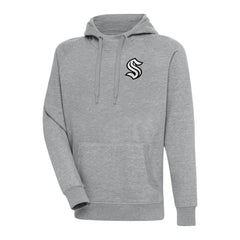 Seattle Kraken Antigua Metallic Logo Victory Pullover Hoodie - Heather Gray | NHL Clearance