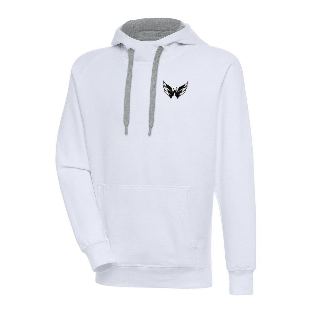 Washington Capitals Antigua Metallic Logo Victory Pullover Hoodie - White | NHL Clearance