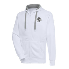 Chicago Blackhawks Antigua Metallic Logo Victory Full-Zip Hoodie - White | NHL Clearance