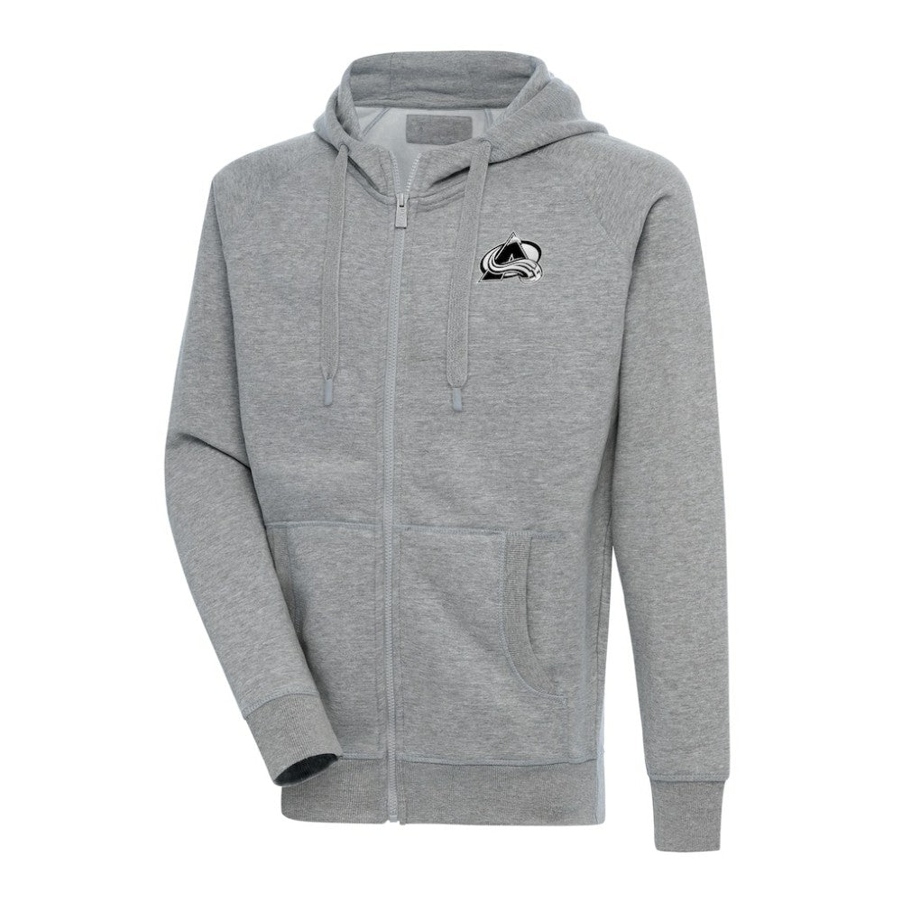 Colorado Avalanche Antigua Metallic Logo Victory Full-Zip Hoodie - Heather Gray | NHL Clearance