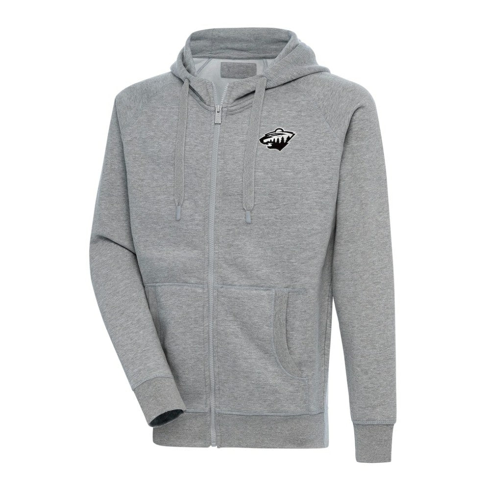 Minnesota Wild Antigua Metallic Logo Victory Full-Zip Hoodie - Heather Gray | NHL near me