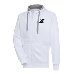 New Jersey Devils Antigua Metallic Logo Victory Full-Zip Hoodie - White | NHL sale