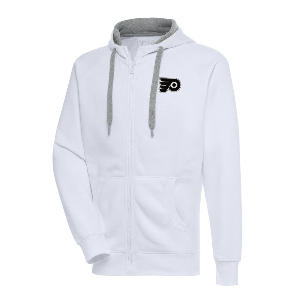 Philadelphia Flyers Antigua Metallic Logo Victory Full-Zip Hoodie - White | NHL Clearance