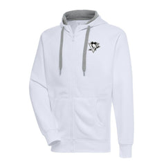Pittsburgh Penguins Antigua Metallic Logo Victory Full-Zip Hoodie - White | NHL online