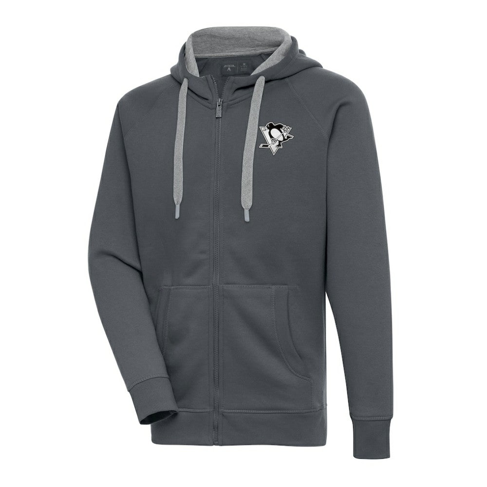 Pittsburgh Penguins Antigua Metallic Logo Victory Full-Zip Hoodie - Charcoal | NHL near me